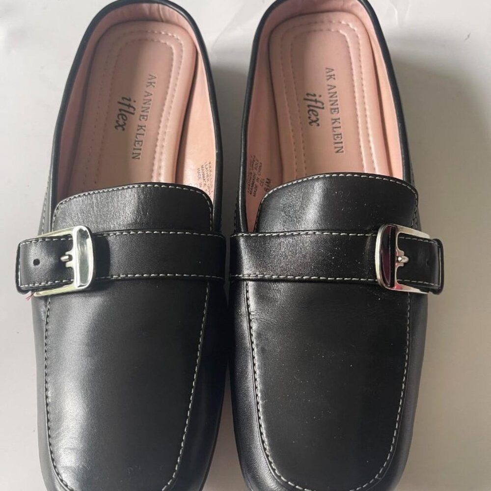 Brand New AK Anne Klein iflex Black Leather Loafers (Size 6.5M)